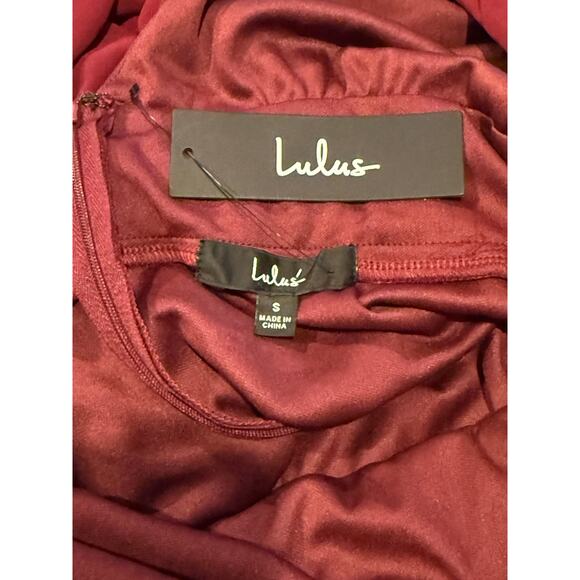 NWT Lulus Love You So Long Sleeve Openback Maxi Dress VNeck SideSlit S Burgundy - Picture 9 of 15